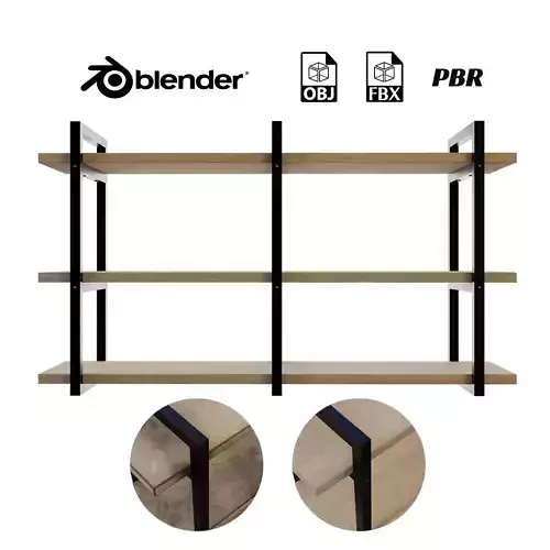 3 tier wall shelf Low-poly 3D model