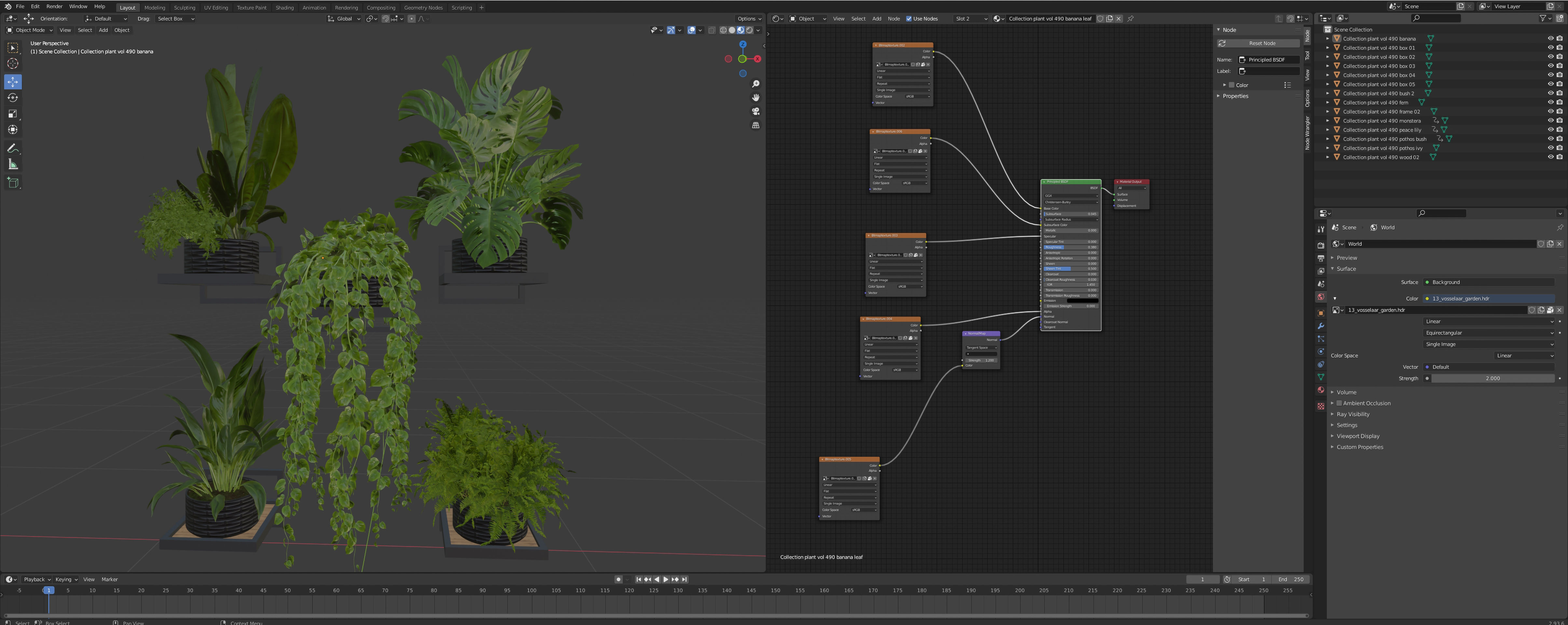 Collection plant vol 490 - hanging- palm - blender model 3D model_5