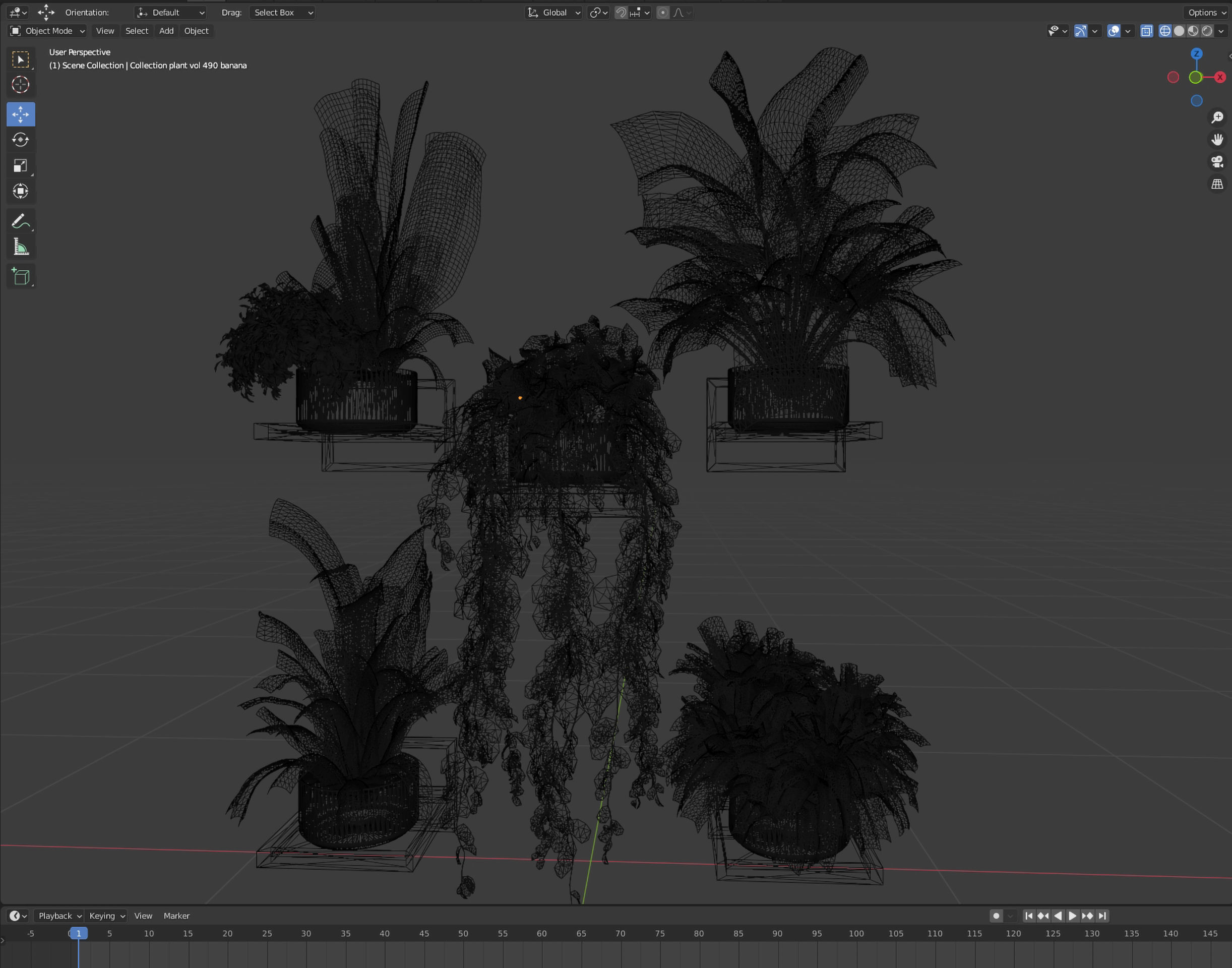 Collection plant vol 490 - hanging- palm - blender model 3D model_6