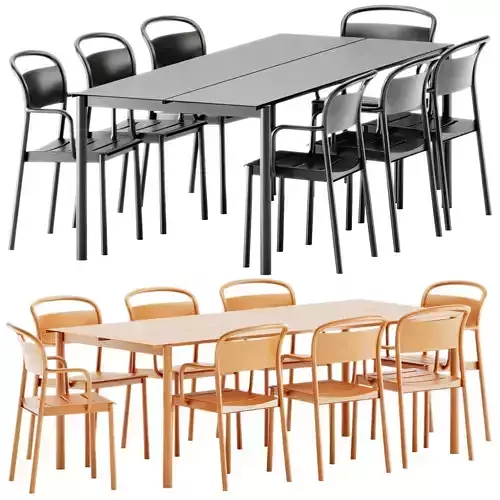 Muuto Linear Steel Table and Armchair