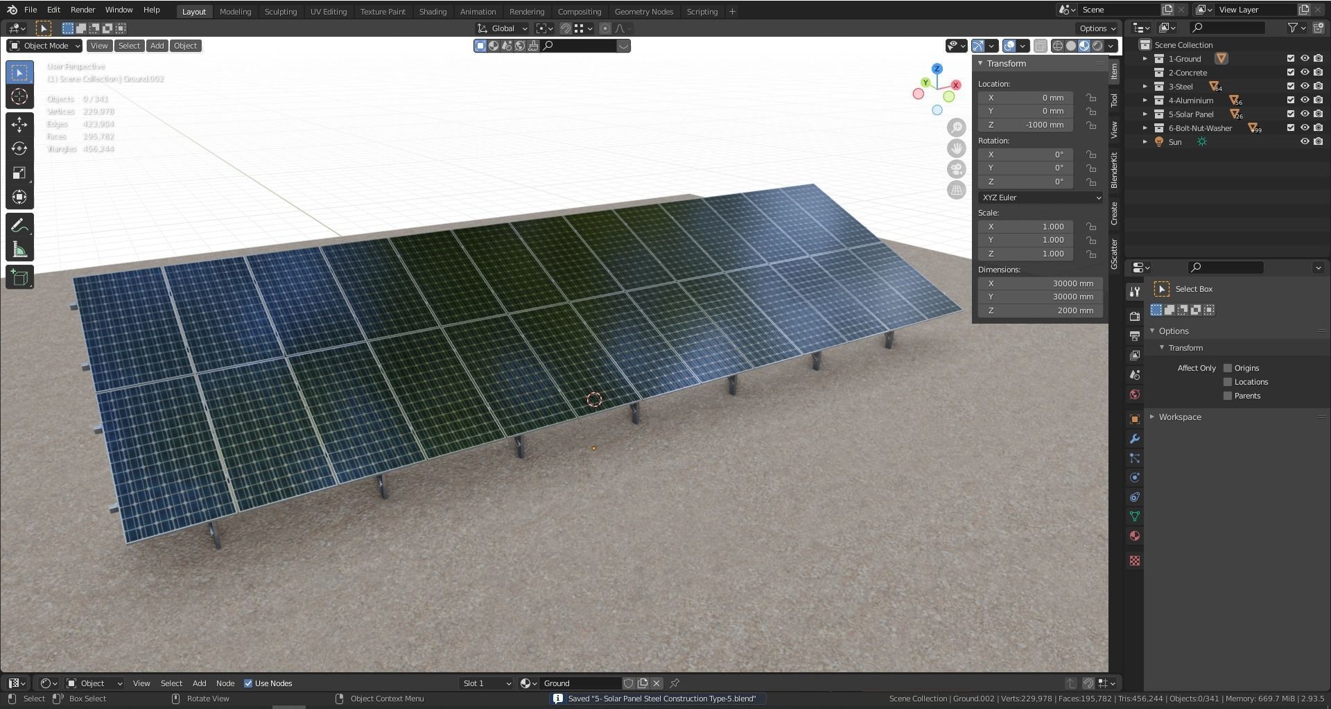 Solar Panel Steel Construction Type 5 3D model_24