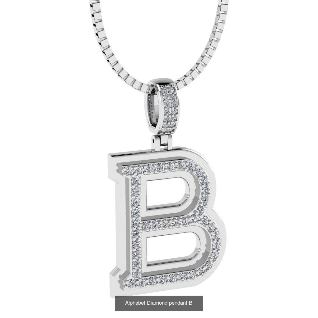 Alphabet Diamond Pendants White  3D Model Collection_4