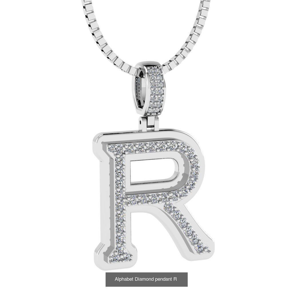 Alphabet Diamond Pendants White  3D Model Collection_20
