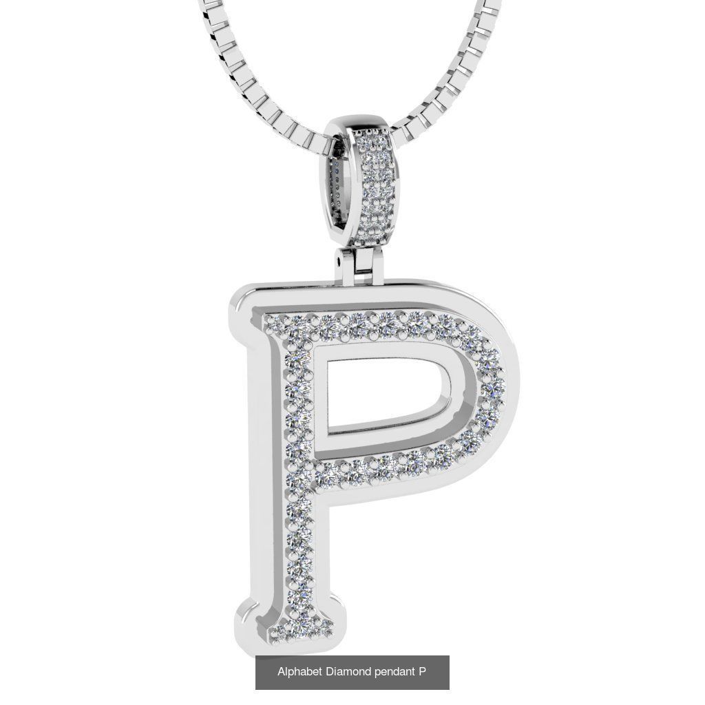 Alphabet Diamond Pendants White  3D Model Collection_18
