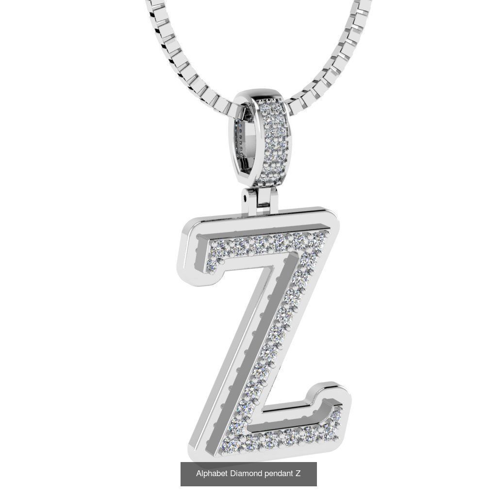 Alphabet Diamond Pendants White  3D Model Collection_28