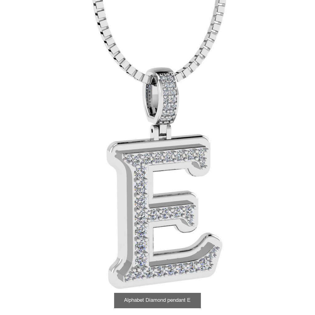 Alphabet Diamond Pendants White  3D Model Collection_7