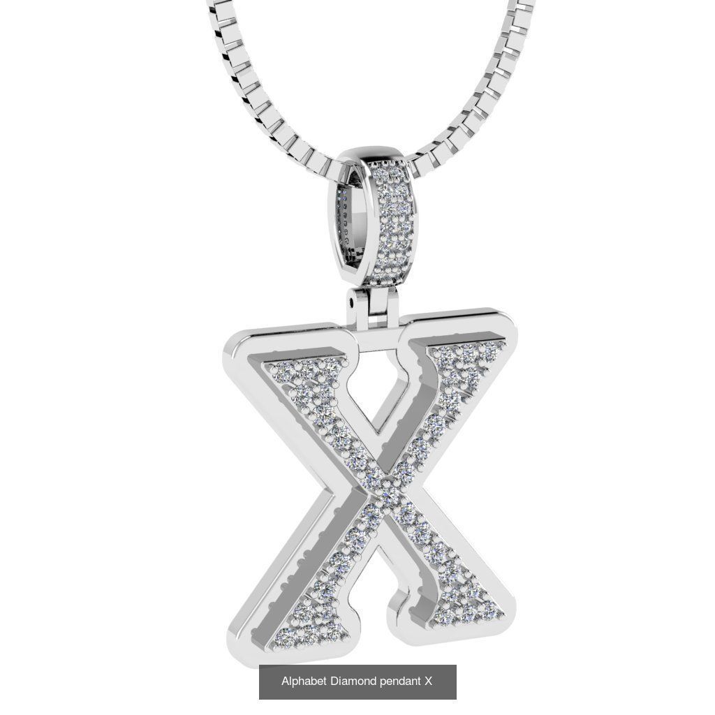 Alphabet Diamond Pendants White  3D Model Collection_26