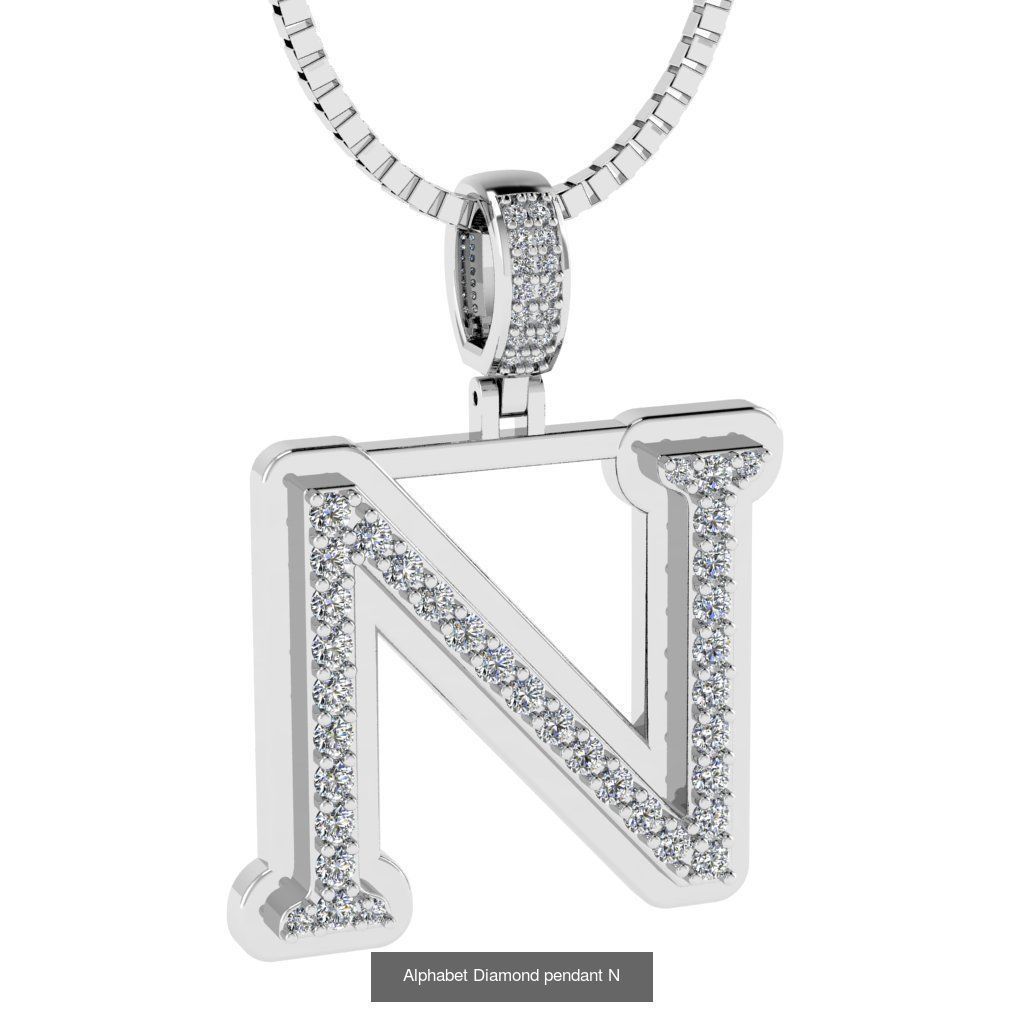Alphabet Diamond Pendants White  3D Model Collection_16