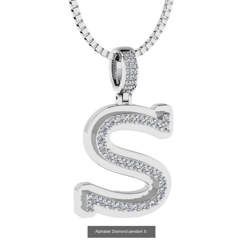 Alphabet Diamond Pendants White  3D Model Collection_21