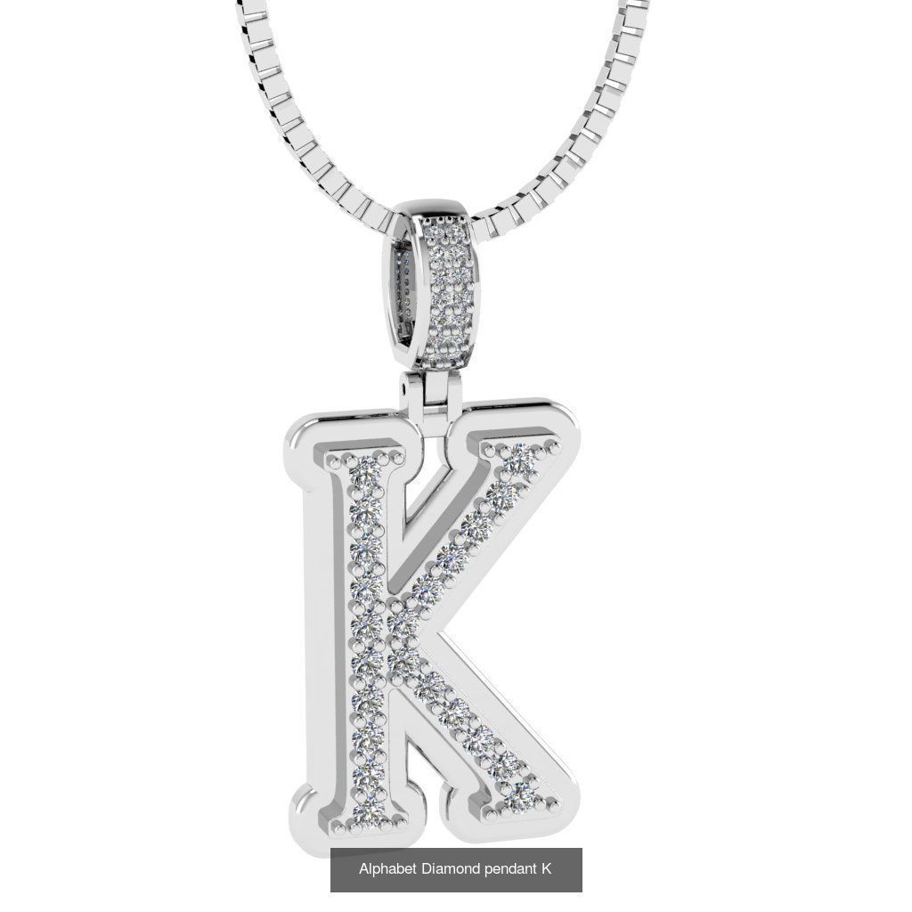 Alphabet Diamond Pendants White  3D Model Collection_13