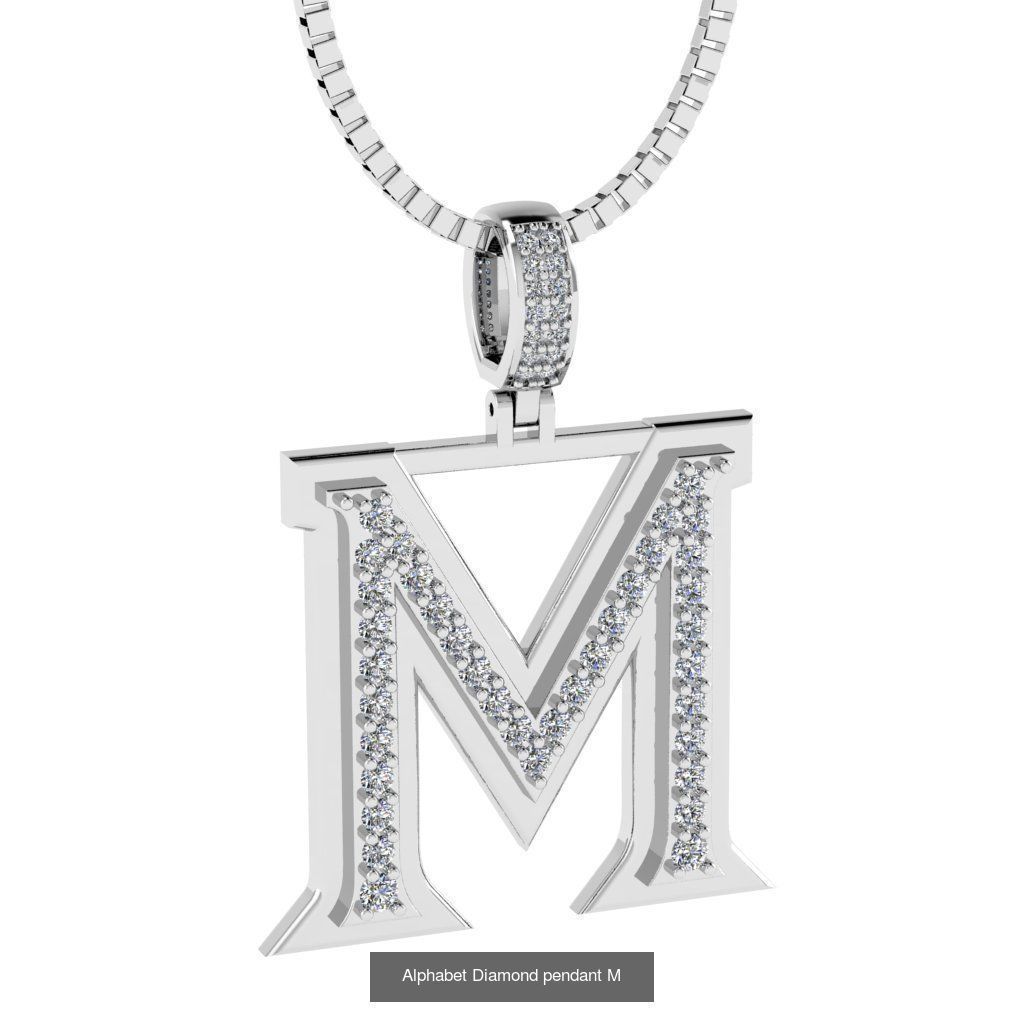Alphabet Diamond Pendants White  3D Model Collection_15