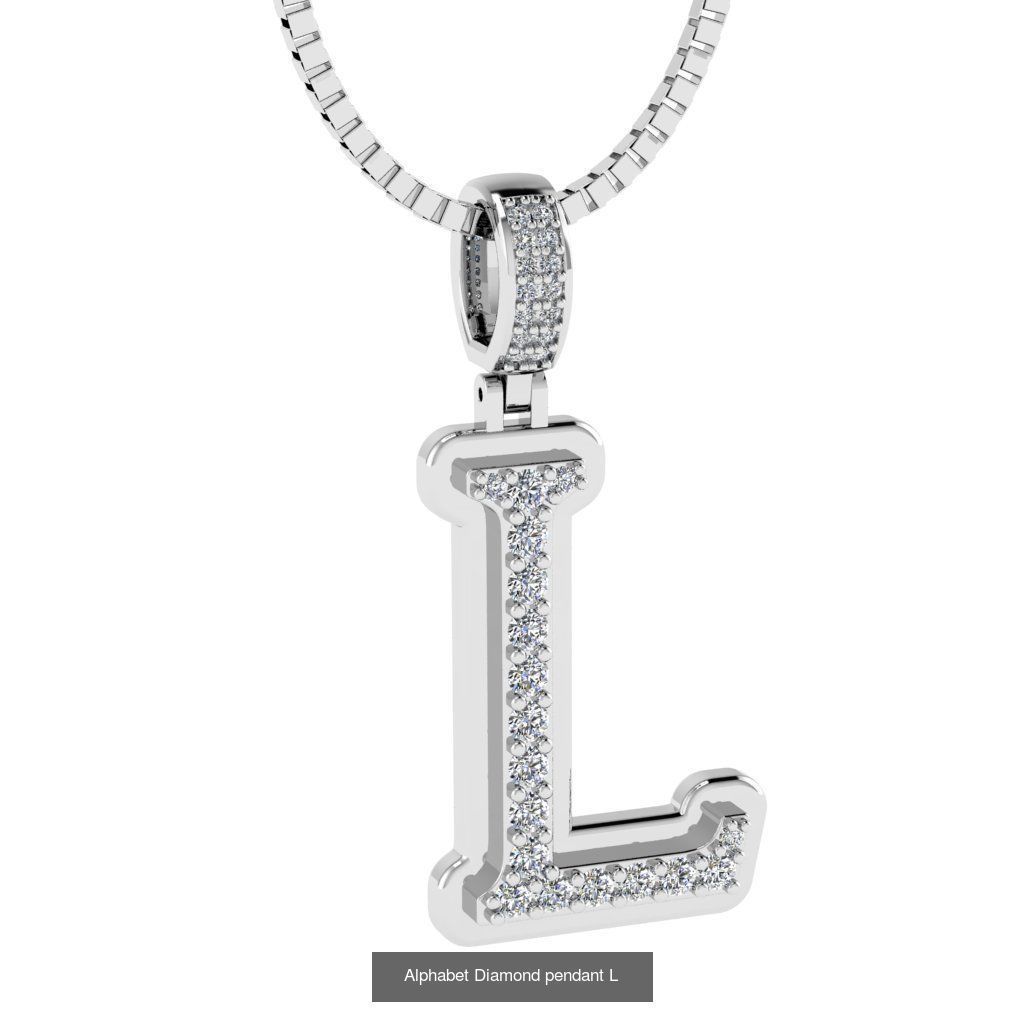 Alphabet Diamond Pendants White  3D Model Collection_14