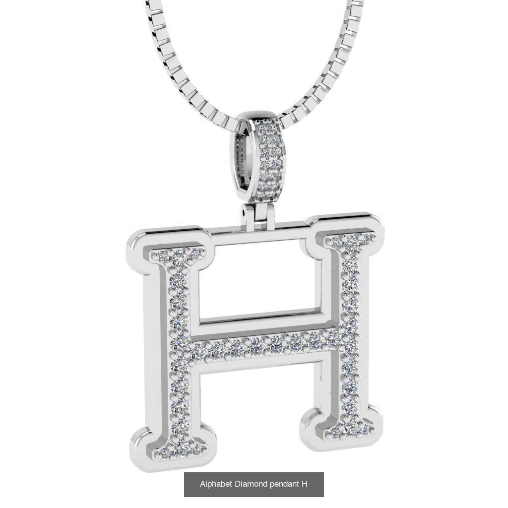 Alphabet Diamond Pendants White  3D Model Collection_10