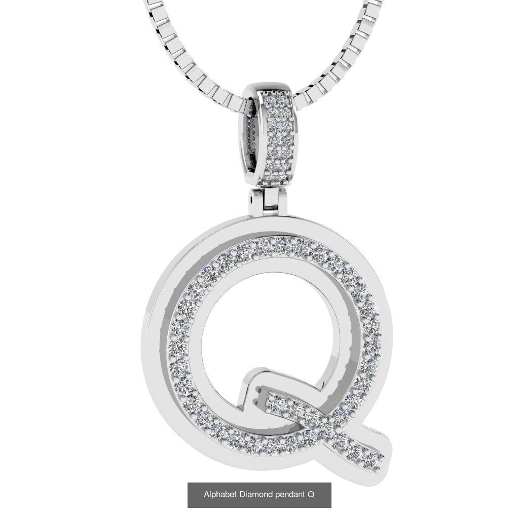 Alphabet Diamond Pendants White  3D Model Collection_19
