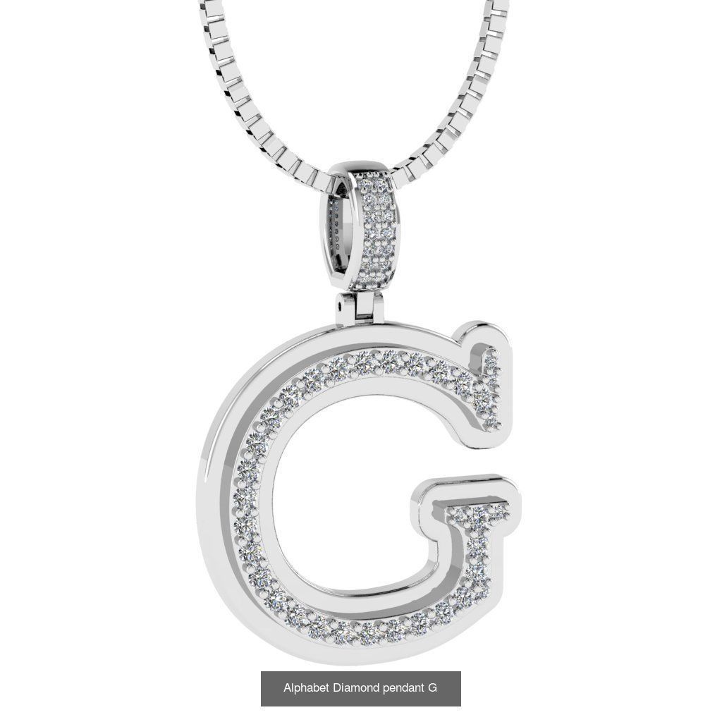 Alphabet Diamond Pendants White  3D Model Collection_9