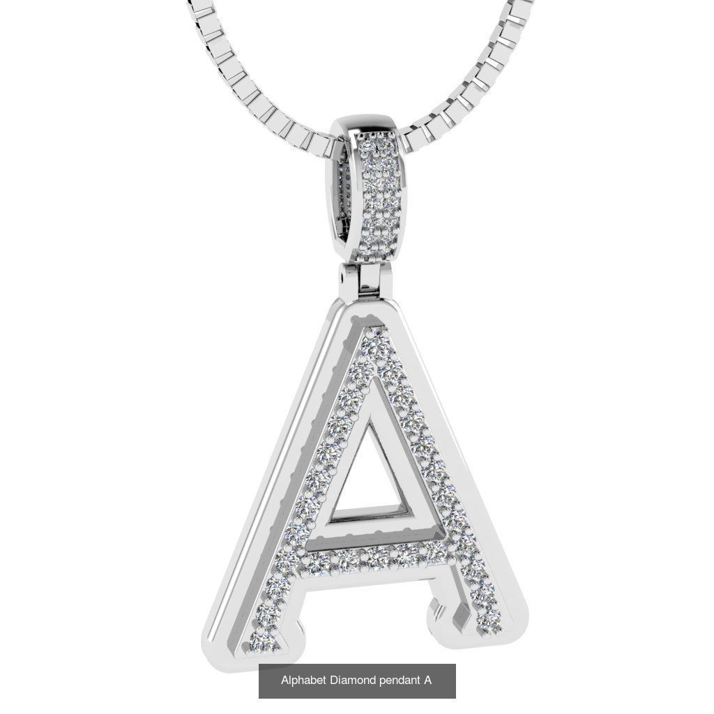 Alphabet Diamond Pendants White  3D Model Collection_3