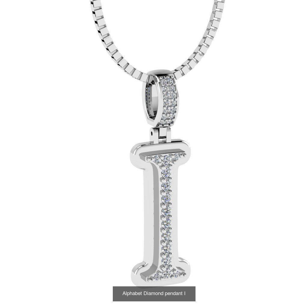 Alphabet Diamond Pendants White  3D Model Collection_11