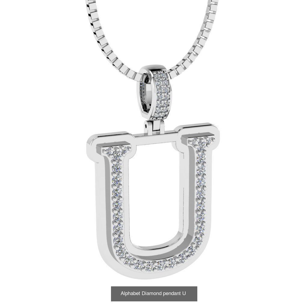 Alphabet Diamond Pendants White  3D Model Collection_23