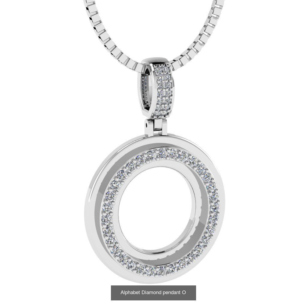 Alphabet Diamond Pendants White  3D Model Collection_17