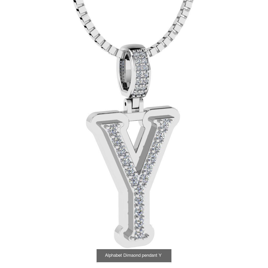 Alphabet Diamond Pendants White  3D Model Collection_27