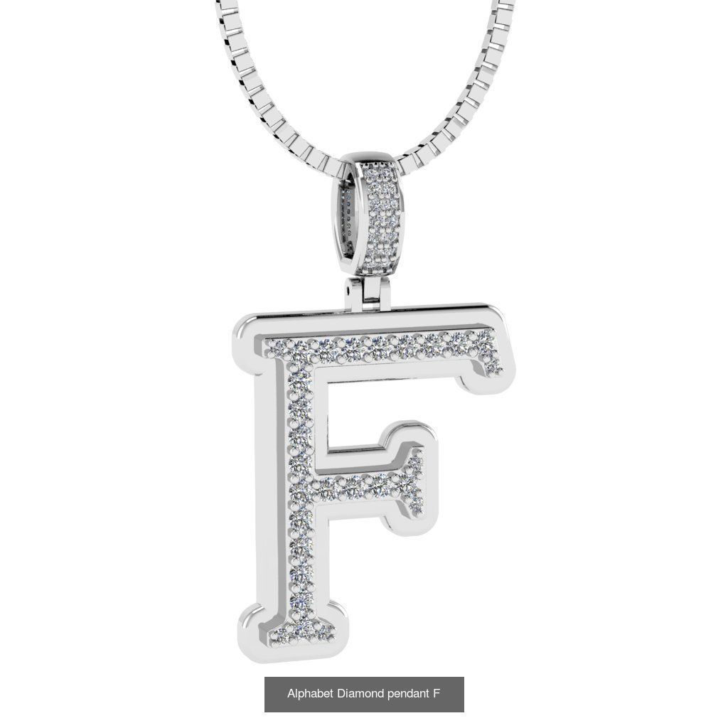 Alphabet Diamond Pendants White  3D Model Collection_8