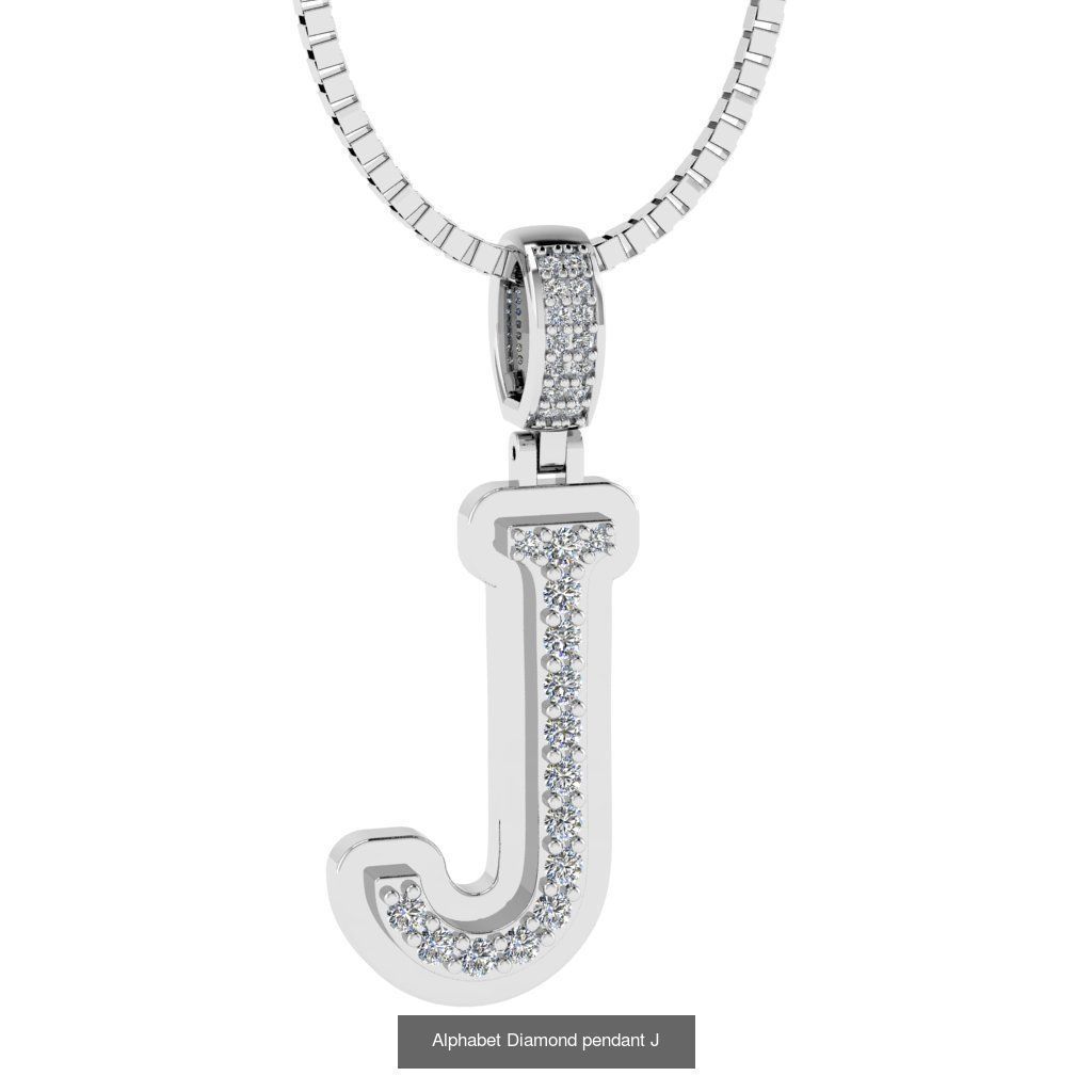 Alphabet Diamond Pendants White  3D Model Collection_12