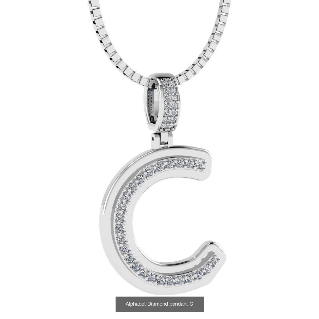 Alphabet Diamond Pendants White  3D Model Collection_5