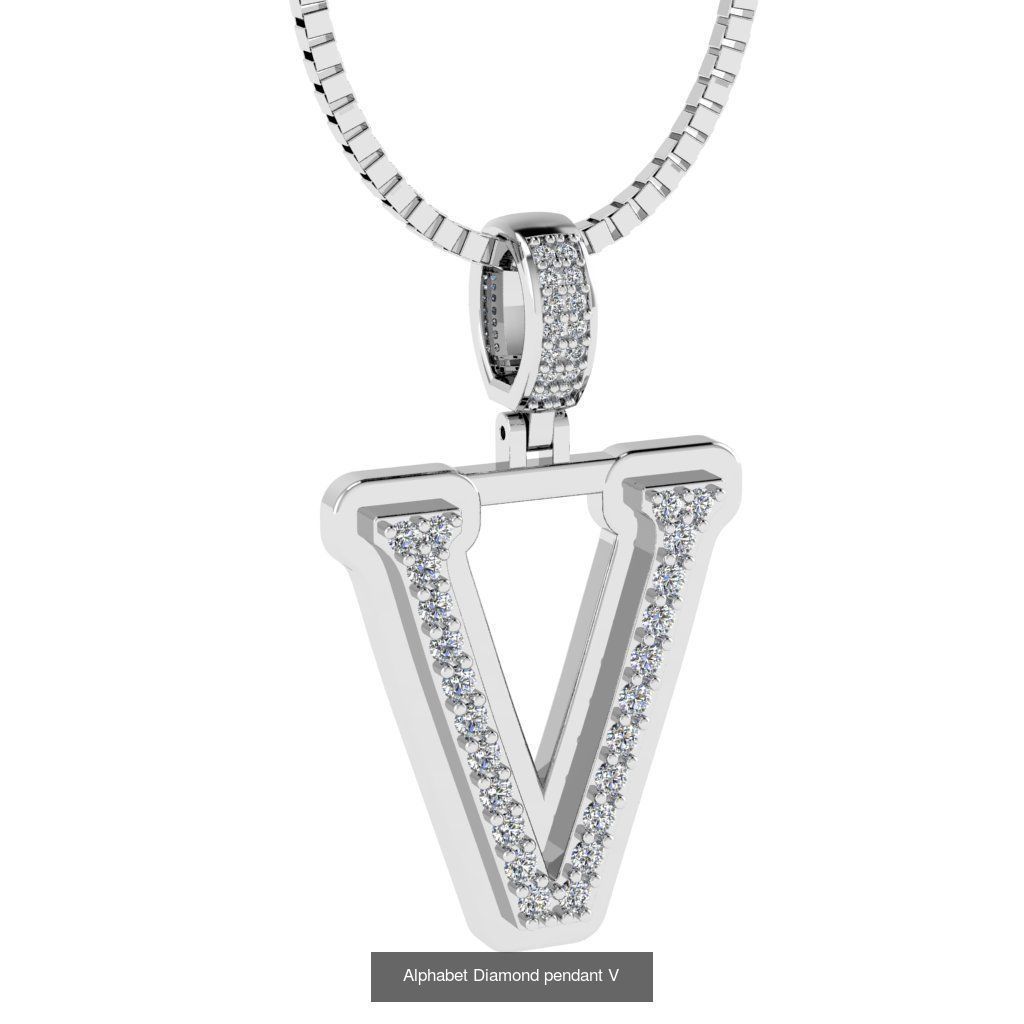 Alphabet Diamond Pendants White  3D Model Collection_24