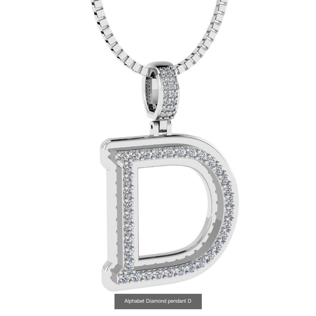 Alphabet Diamond Pendants White  3D Model Collection_6