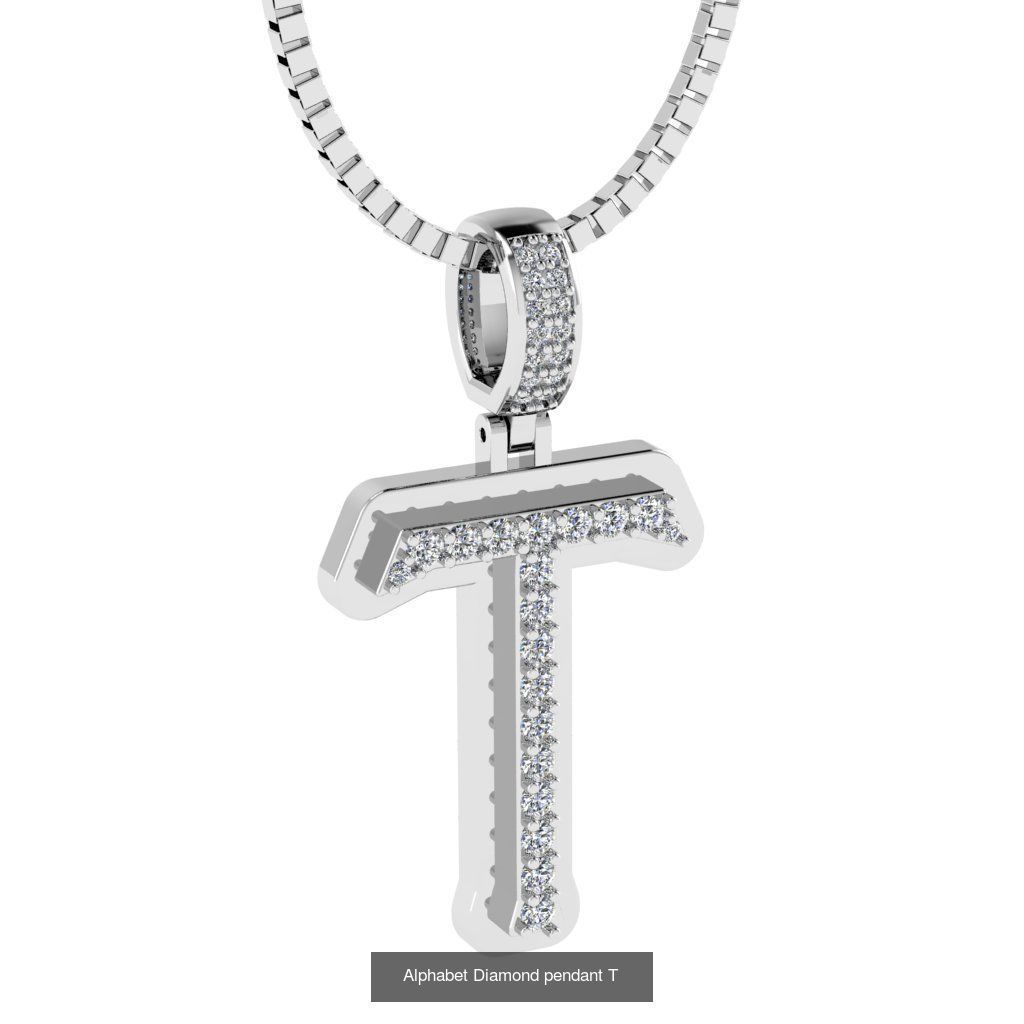 Alphabet Diamond Pendants White  3D Model Collection_22