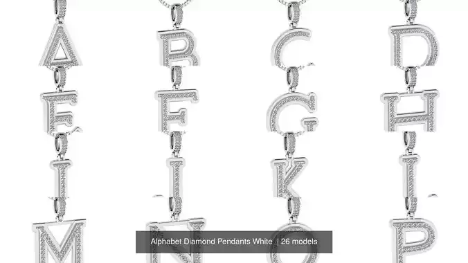 Alphabet Diamond Pendants White  3D Model Collection