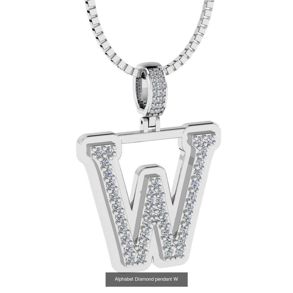 Alphabet Diamond Pendants White  3D Model Collection_25