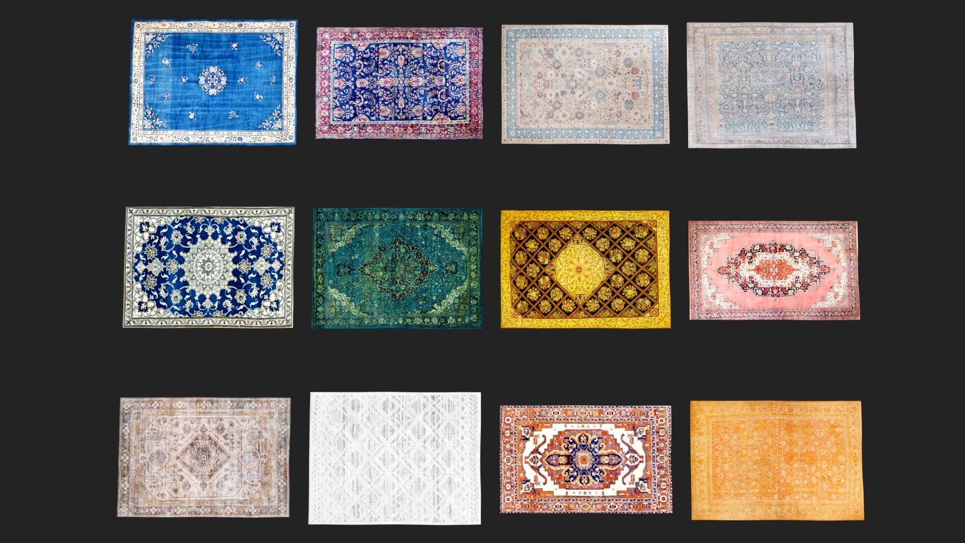 Antique Rug Collection Low-poly 3D model_19