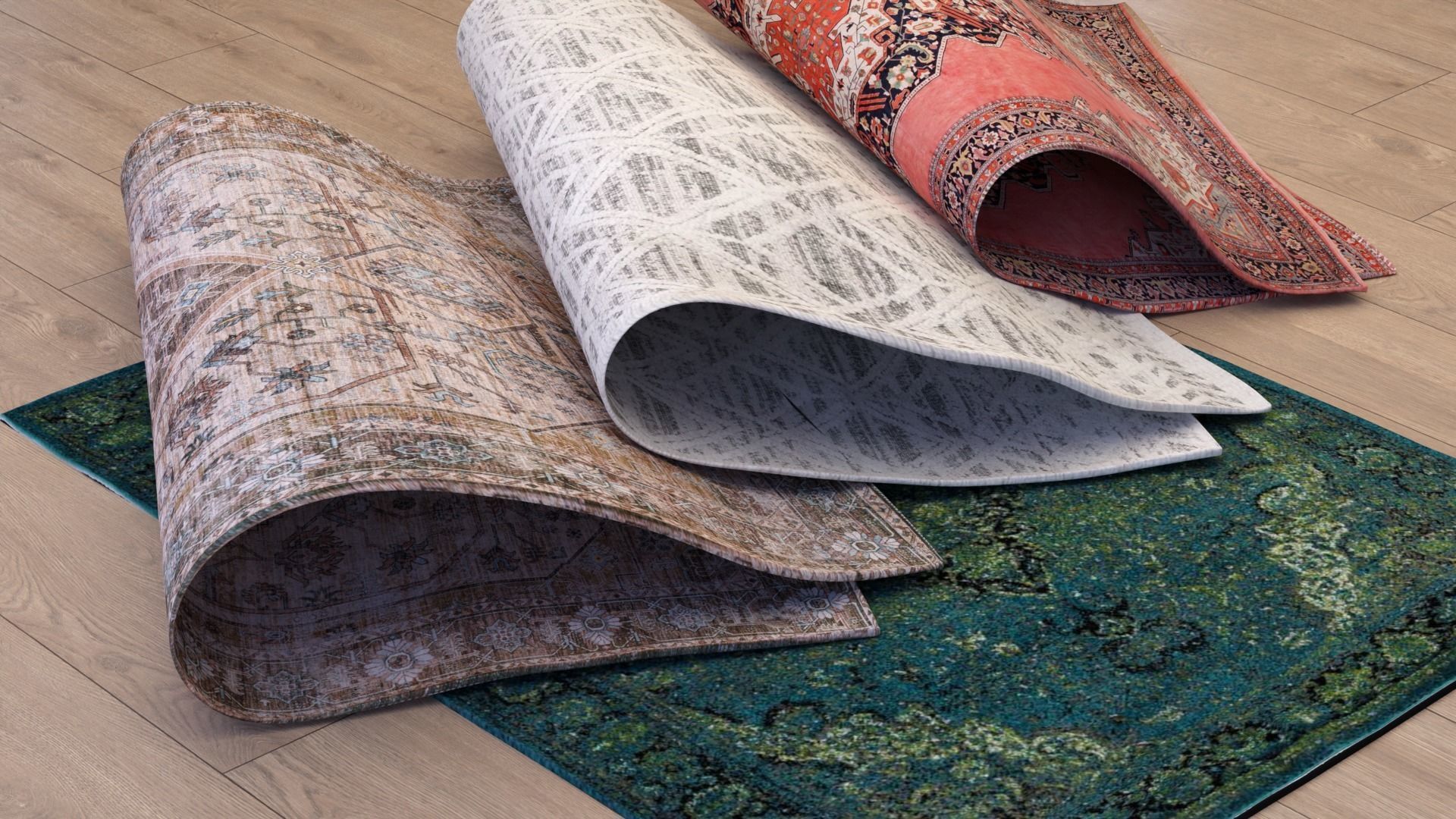 Antique Rug Collection Low-poly 3D model_1
