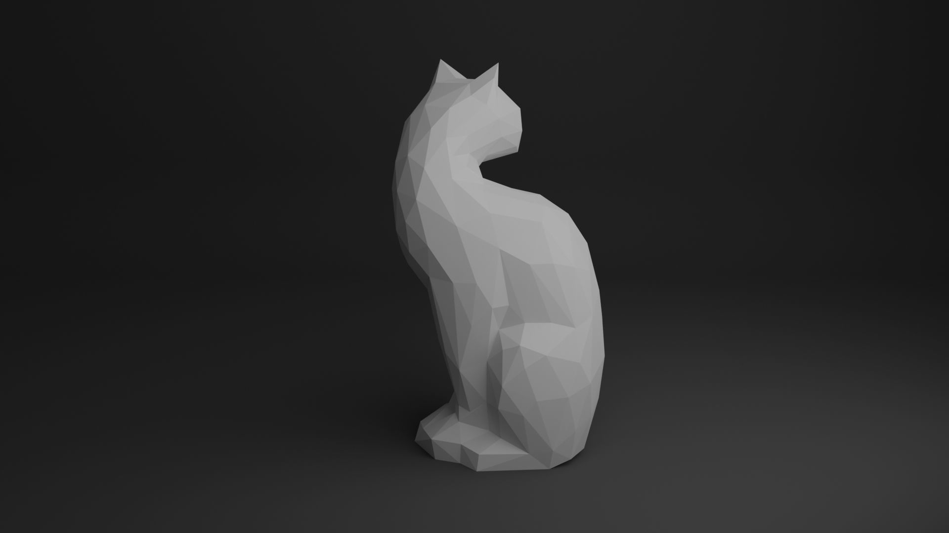 Cat Low Poly 3D print model_4