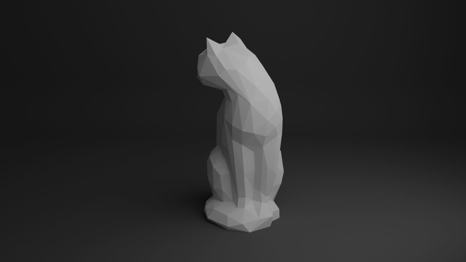 Cat Low Poly 3D print model_9
