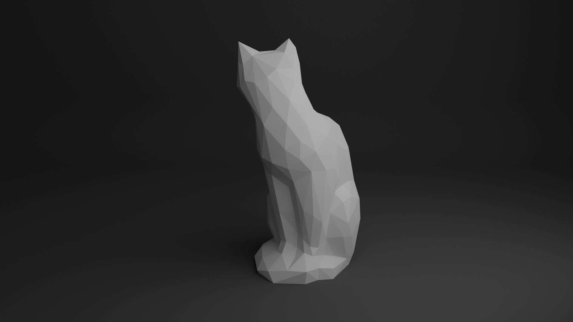 Cat Low Poly 3D print model_7