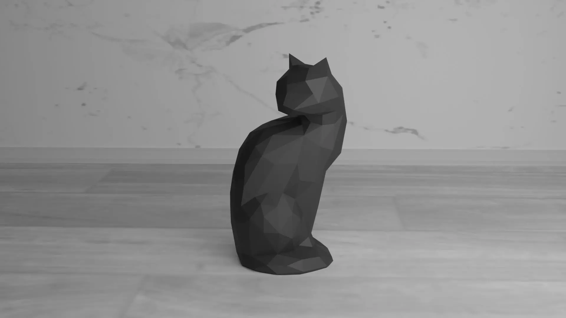 Cat Low Poly 3D print model_0