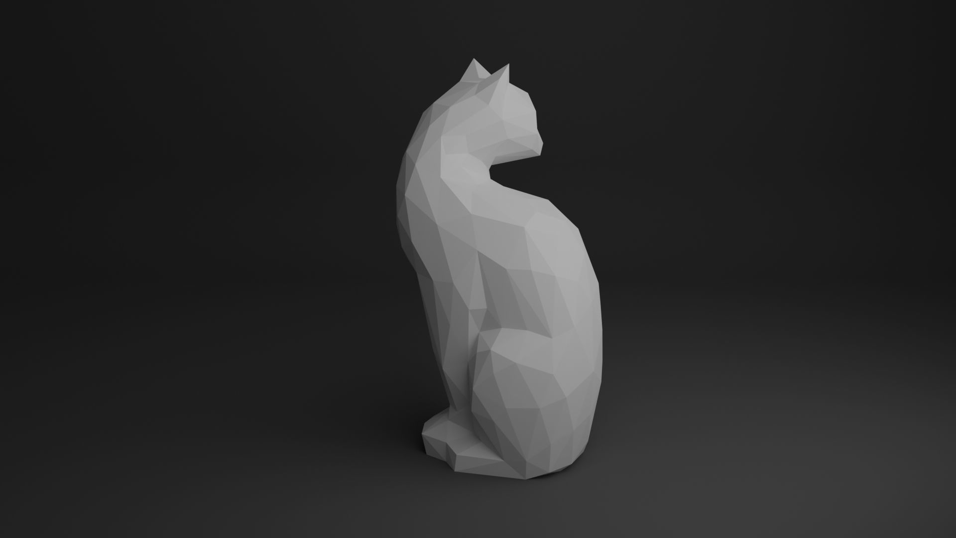 Cat Low Poly 3D print model_3