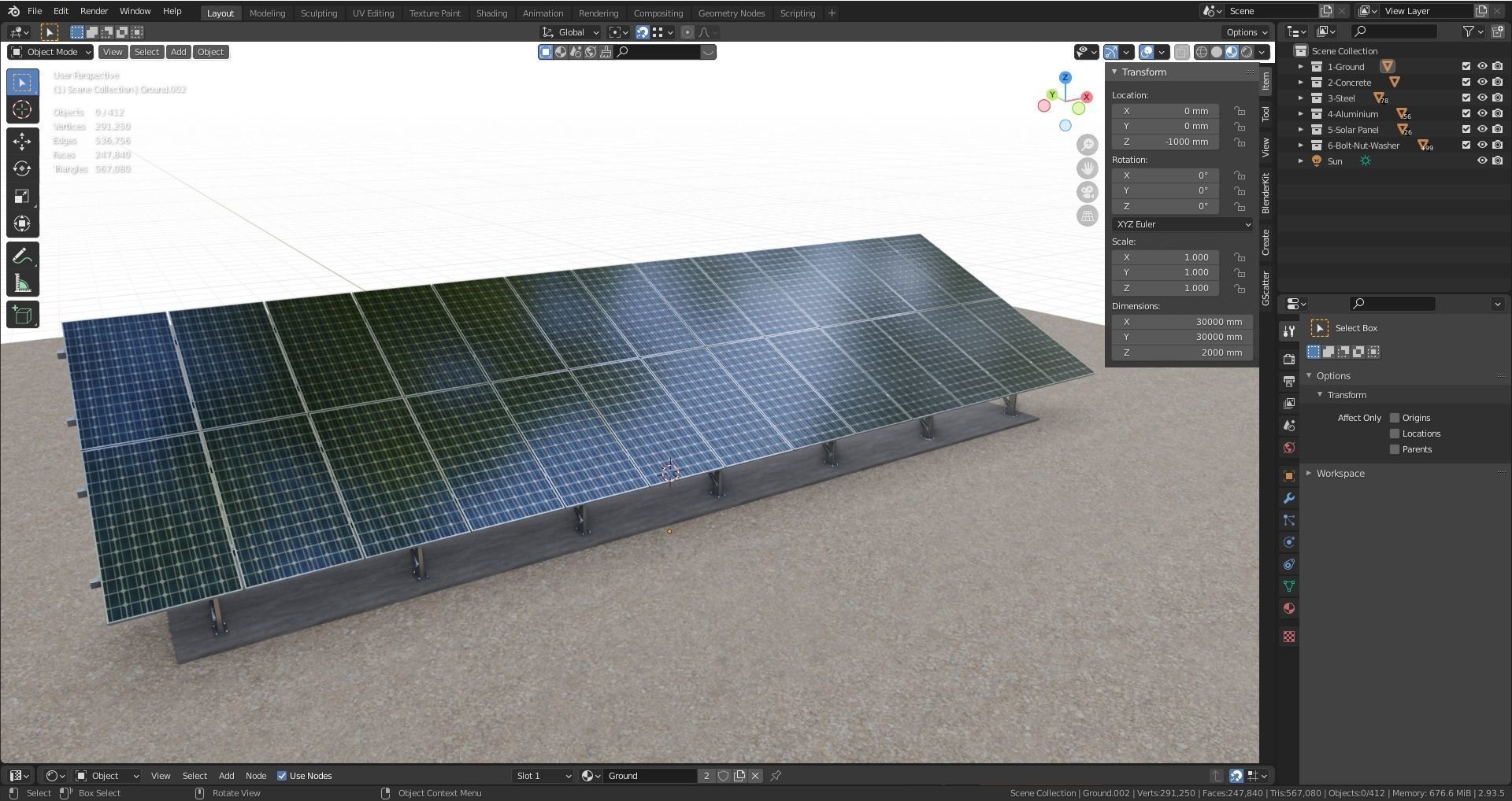 Solar Panel Steel Construction Type 7 3D model_24