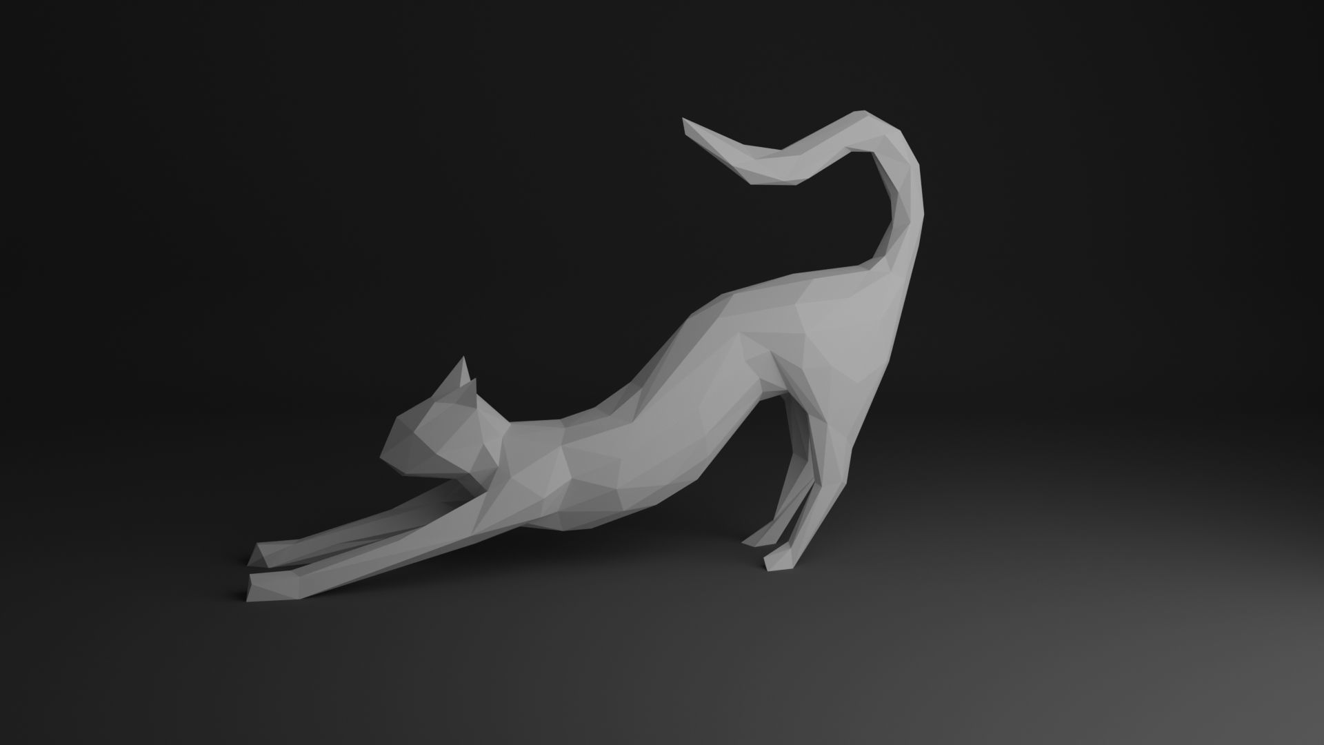 Cat Low Poly 3D print model_8