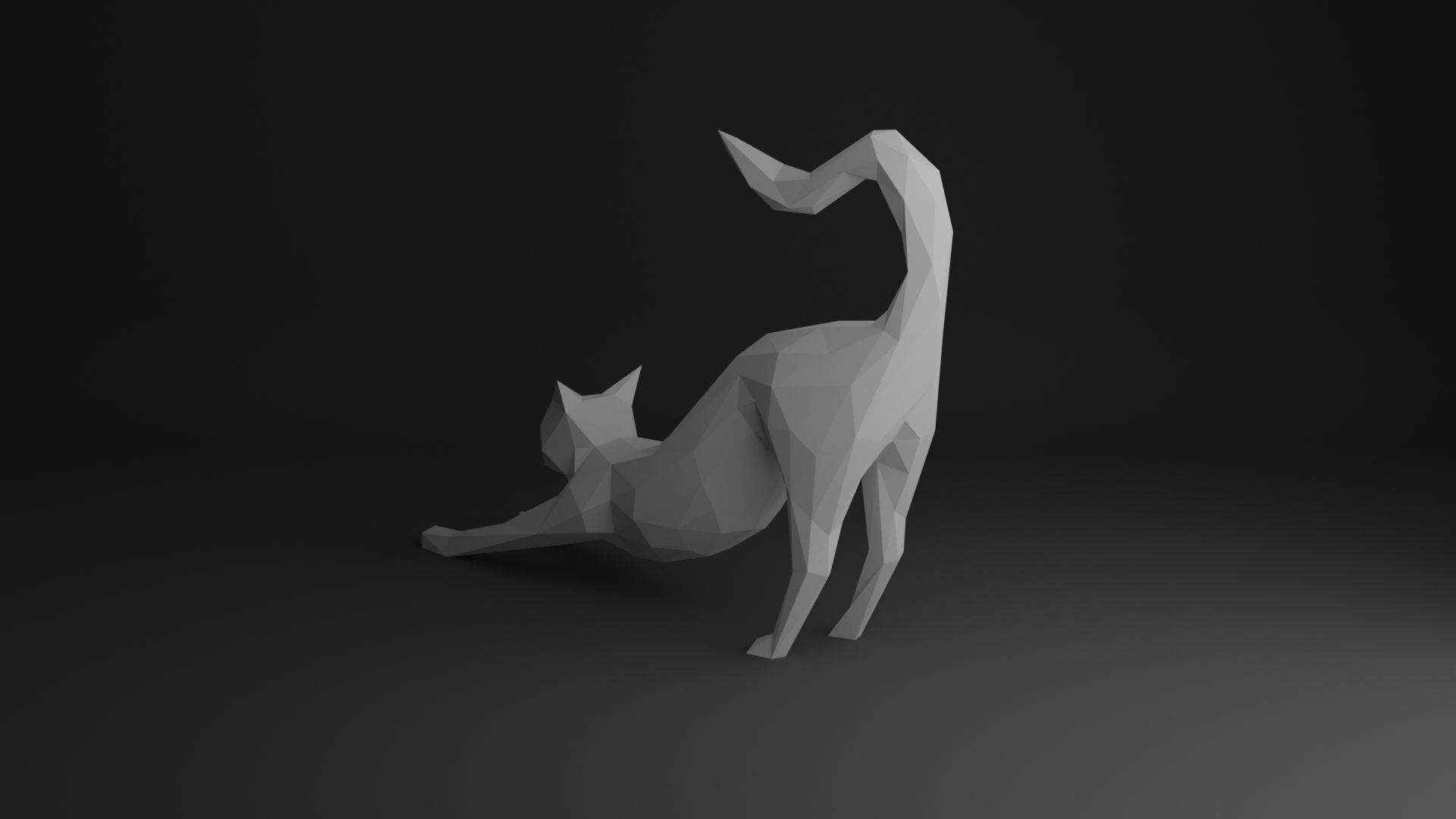 Cat Low Poly 3D print model_5