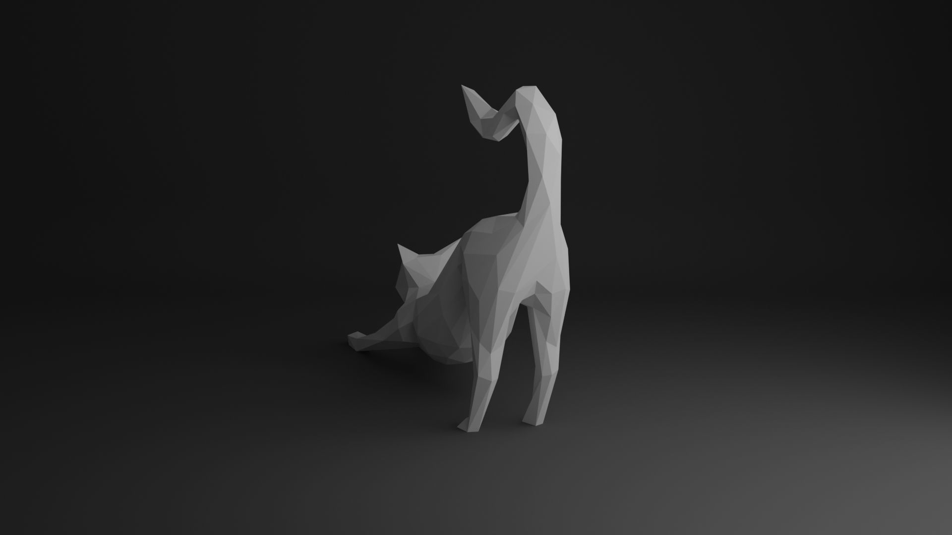 Cat Low Poly 3D print model_4