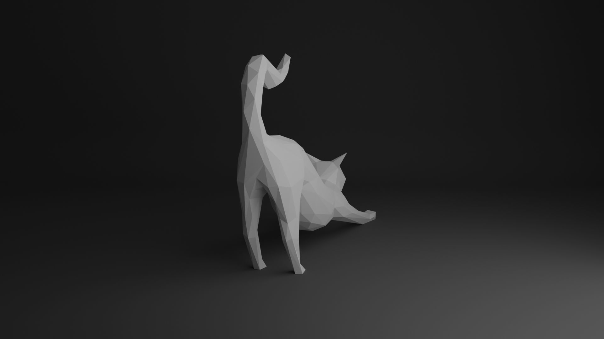 Cat Low Poly 3D print model_19
