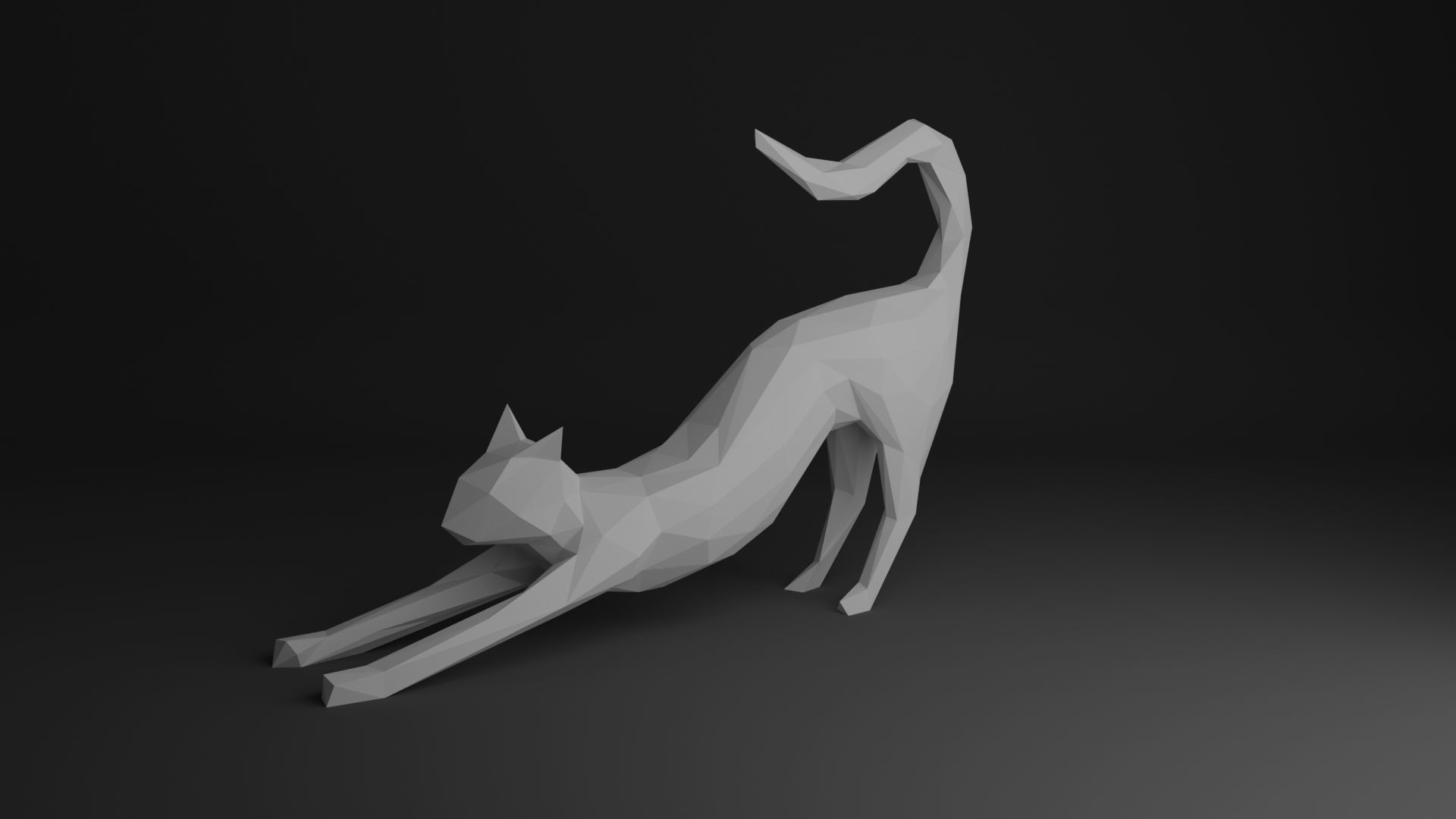 Cat Low Poly 3D print model_9