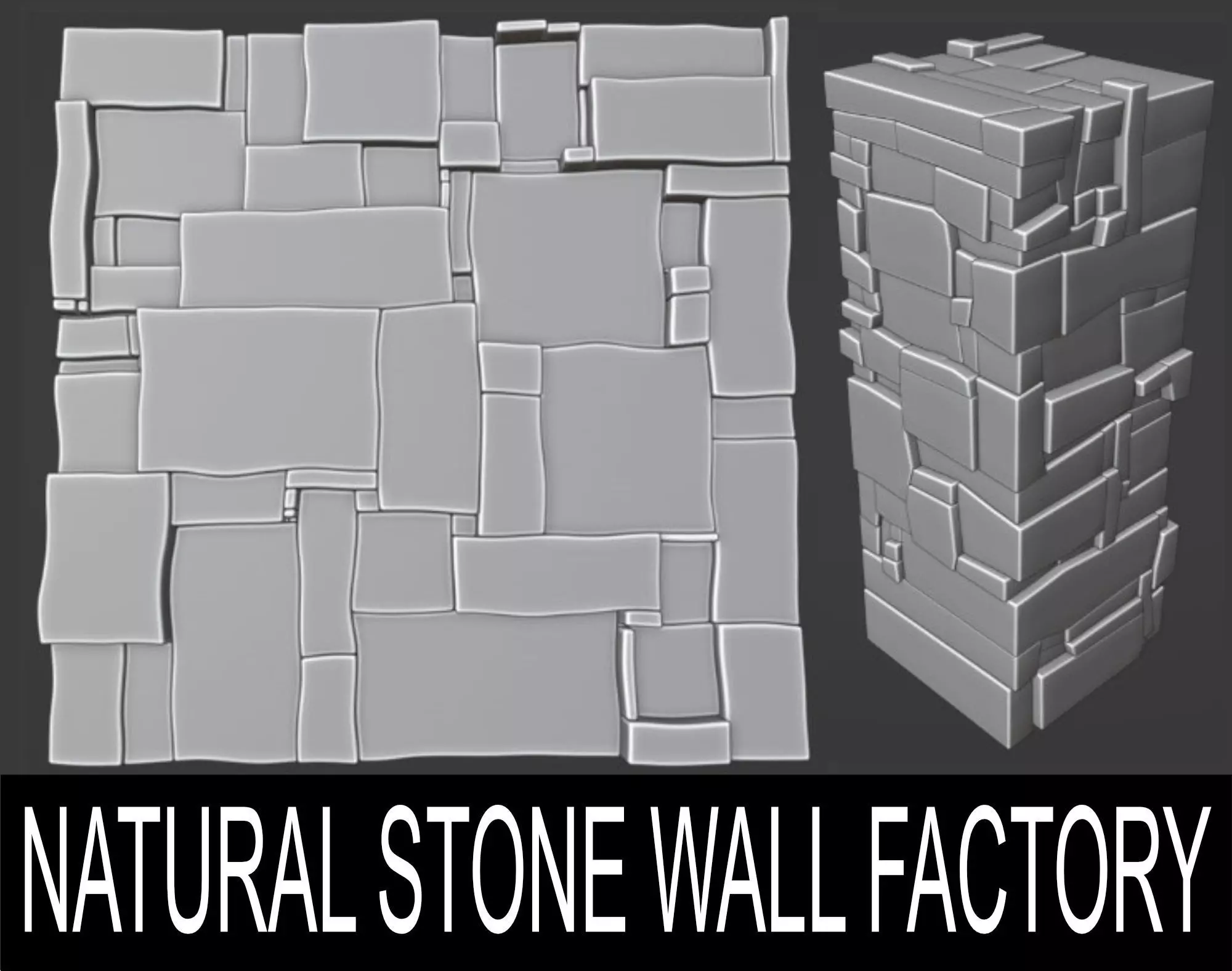 Natural Stone Wall Factory 3D model