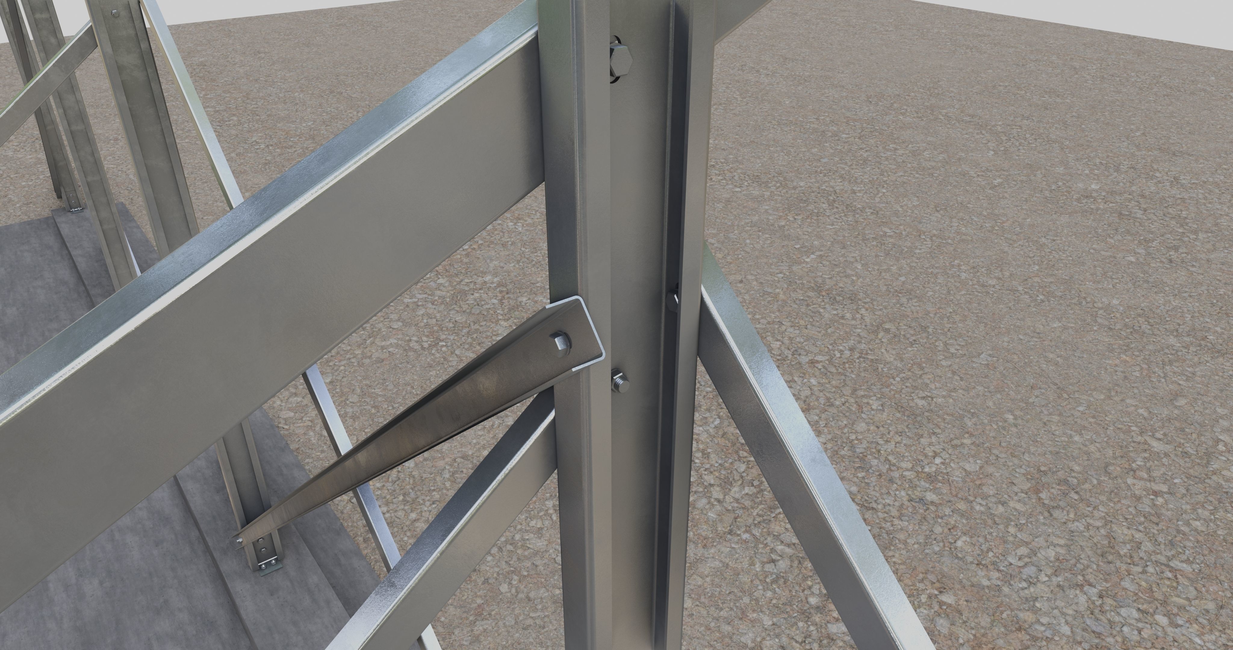 Solar Panel Steel Construction Type 8 3D model_16