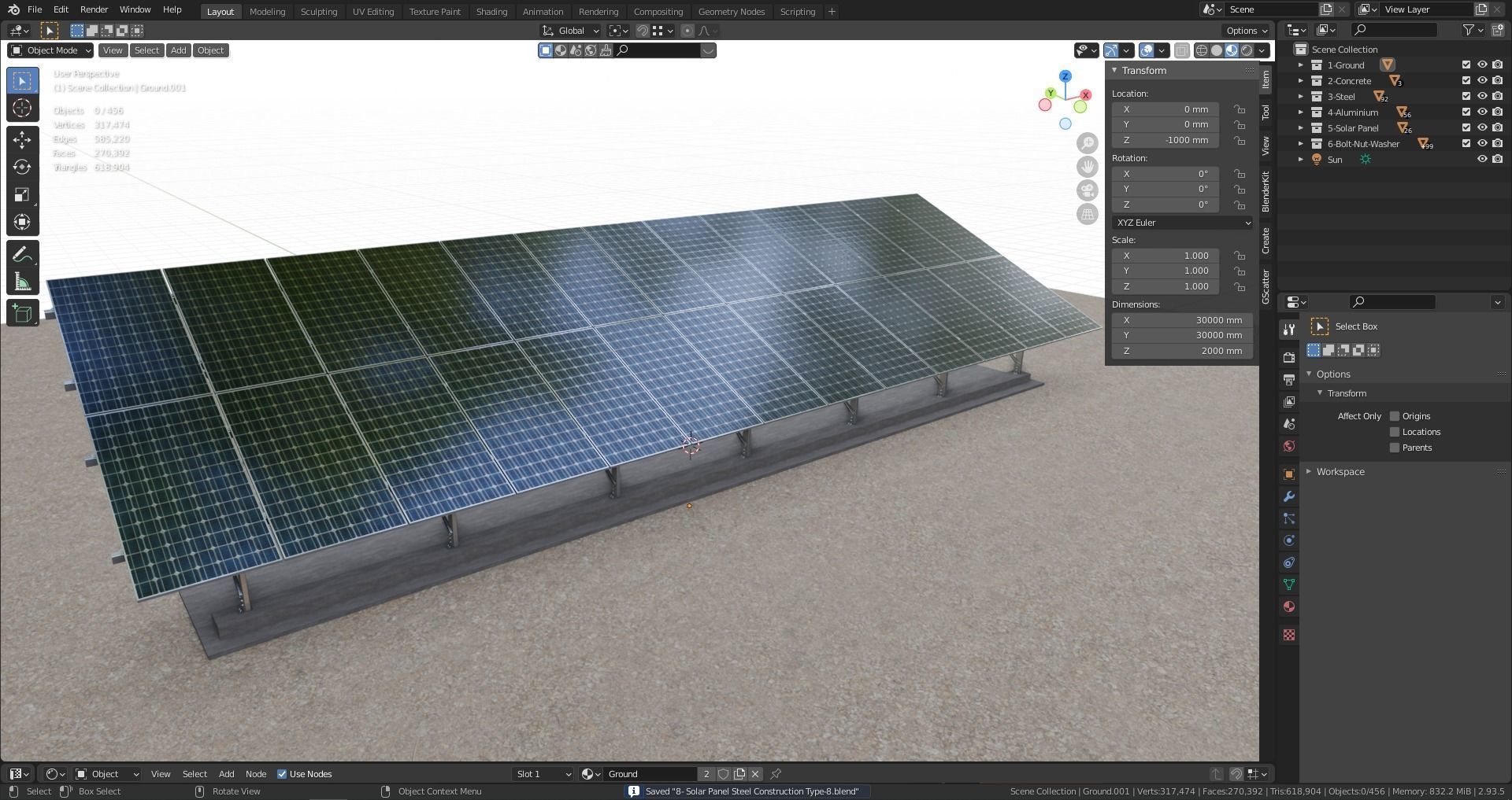 Solar Panel Steel Construction Type 8 3D model_25