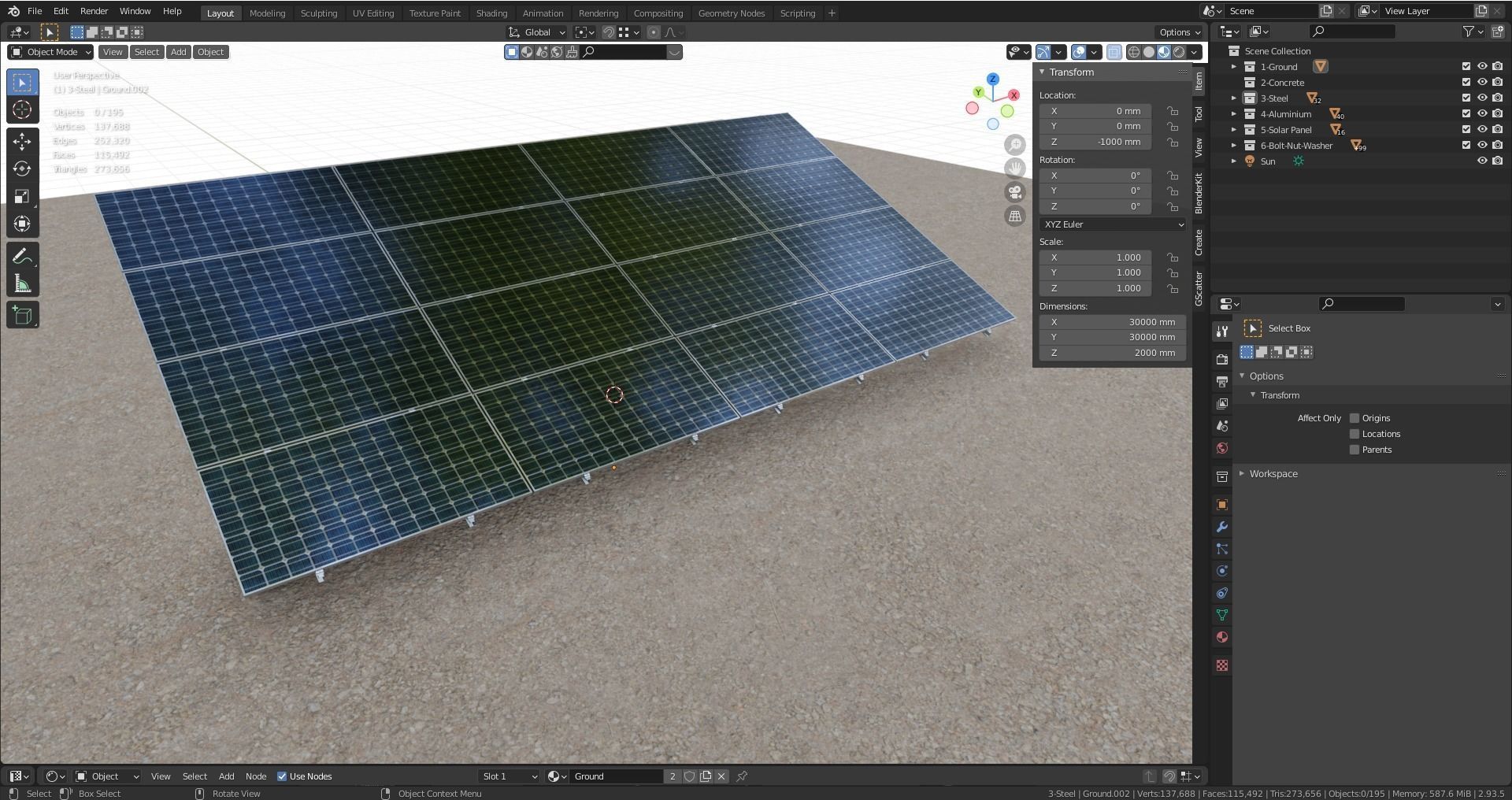 Solar Panel Steel Construction Type 9 3D model_24