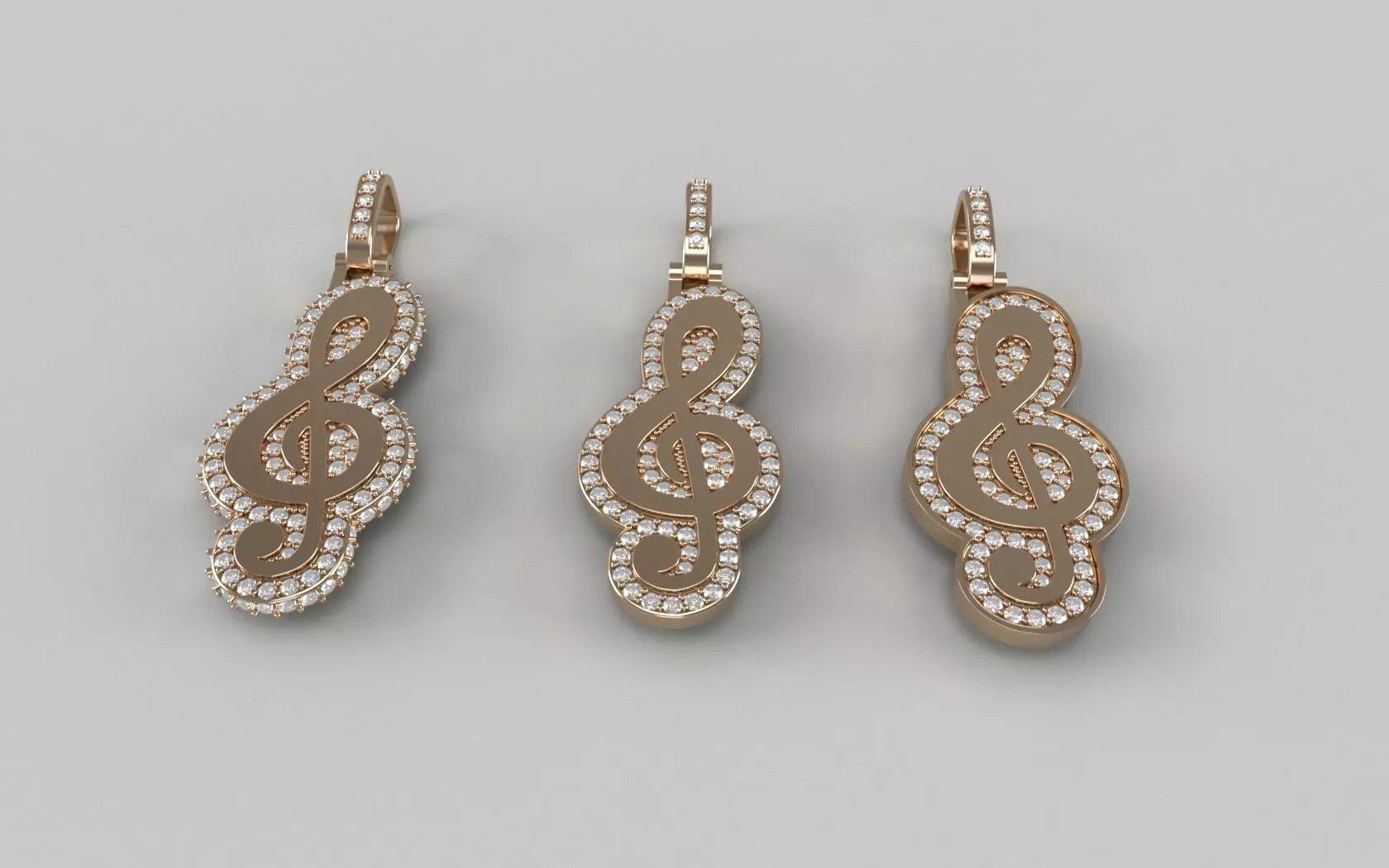 Music Note Pendants - Treble Clef 3D print model